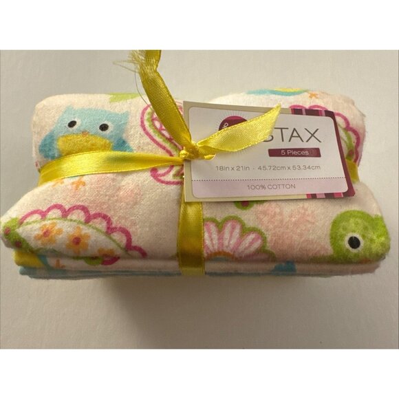 Stax Cotton Flannel Bundle 5 PIeces 18 Inches by 21 Inches Kids Girls CS8 - Picture 1 of 4